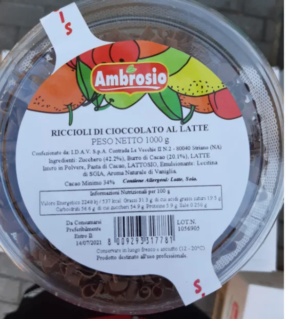 Riccioli di cioccolato al latte 1 kg Ambrosio