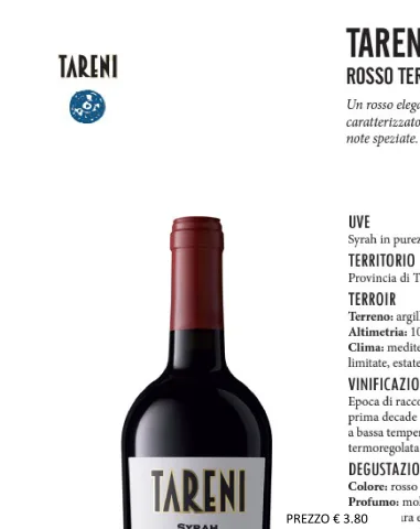 Tareni Syrah rosso Terre Siciliane Vini Pellegrino