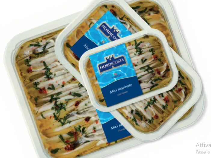Alici marinate in olio misto con EVO vaschetta 1 kg Fiordicosta