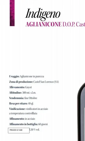 Indigeno Aglianicone DOP Castel San Lorenzo 75 cl Cardosa