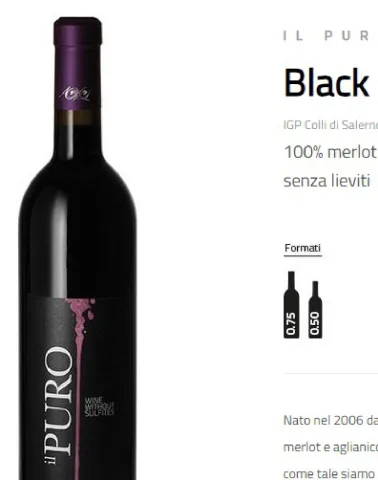 Il Puro Black (Merlot) IGP Colli di Salerno senza solfiti