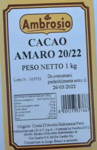 Cacao amaro 20/22 1 kg Ambrosio