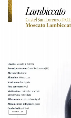 Lambiccato Moscato Castel San Lorenzo DOP 75 cl Cardosa