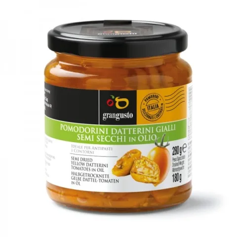 Pomodorini datterini gialli semi secchi in olio Grangusto