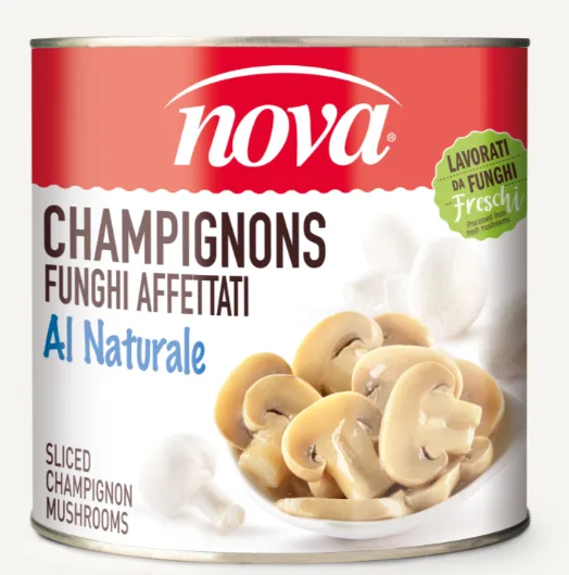 Champignons affettati al naturale latta 2,5 kg Nova