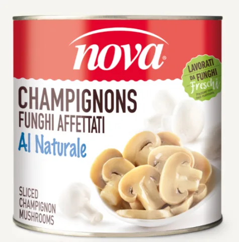 Champignons affettati al naturale latta 2,5 kg Nova