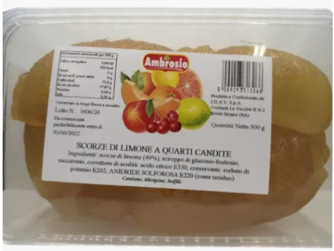 Scorze di limone a quarti candite Ambrosio