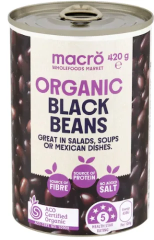 Fagioli neri biologici senza sale aggiunto Macro