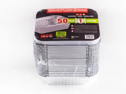 Contenitori rettangolari bordo L + Coperchi – 2080 cm³ Alluminio